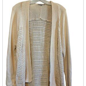 Gap Long Beige Open Weave Knit Cardigan Sweater Office Chic Size Medium